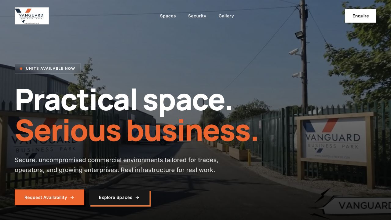 Vanguard Business Park public website homepage